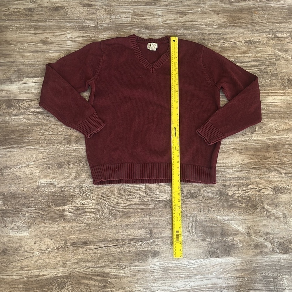 L.L. Bean Men’s Knit Sweater V-Neck Maroon Cotten XL - Picture 2 of 5